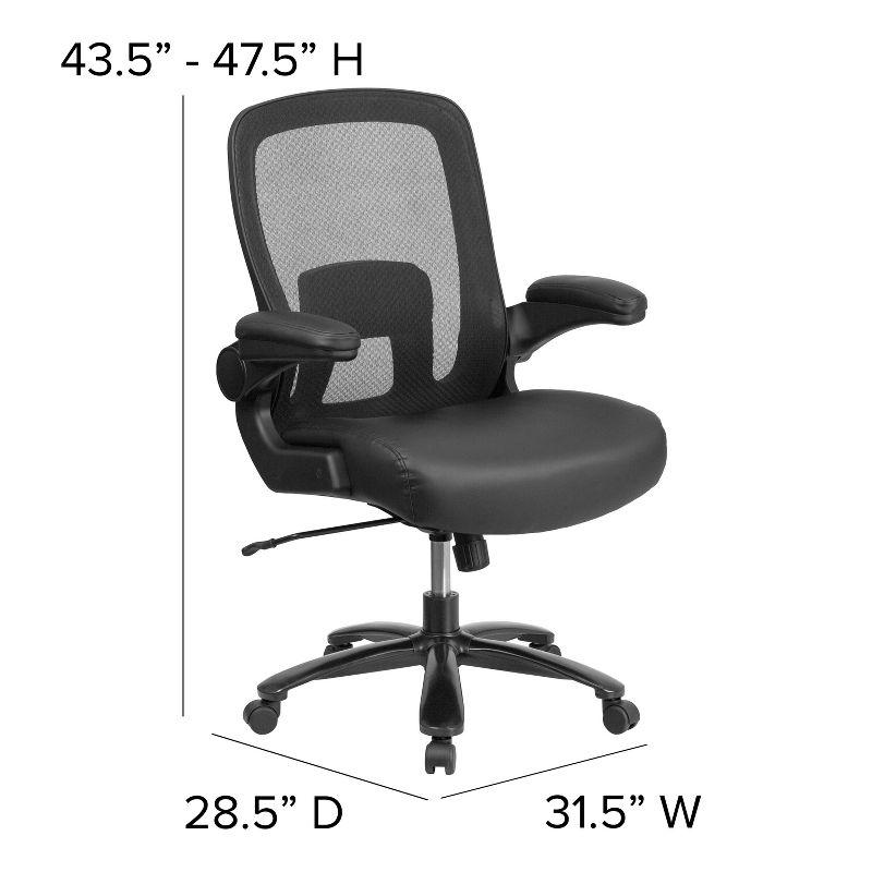 Hercules High-Back Executive Swivel Chair with Adjustable Arms in Black Leather/Mesh