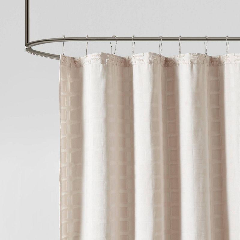 Gridd Woven Clipped Solid Shower Curtain