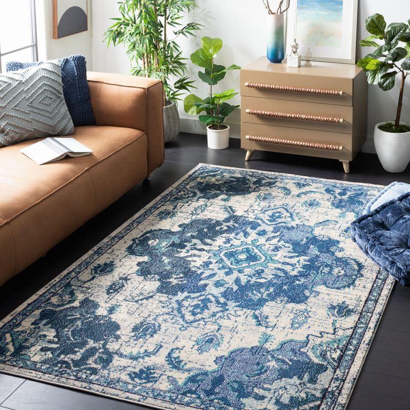 Madison MAD484 Power Loomed Indoor Area Rug - Ivory/Blue - 5'3"x7'6" - Safavieh