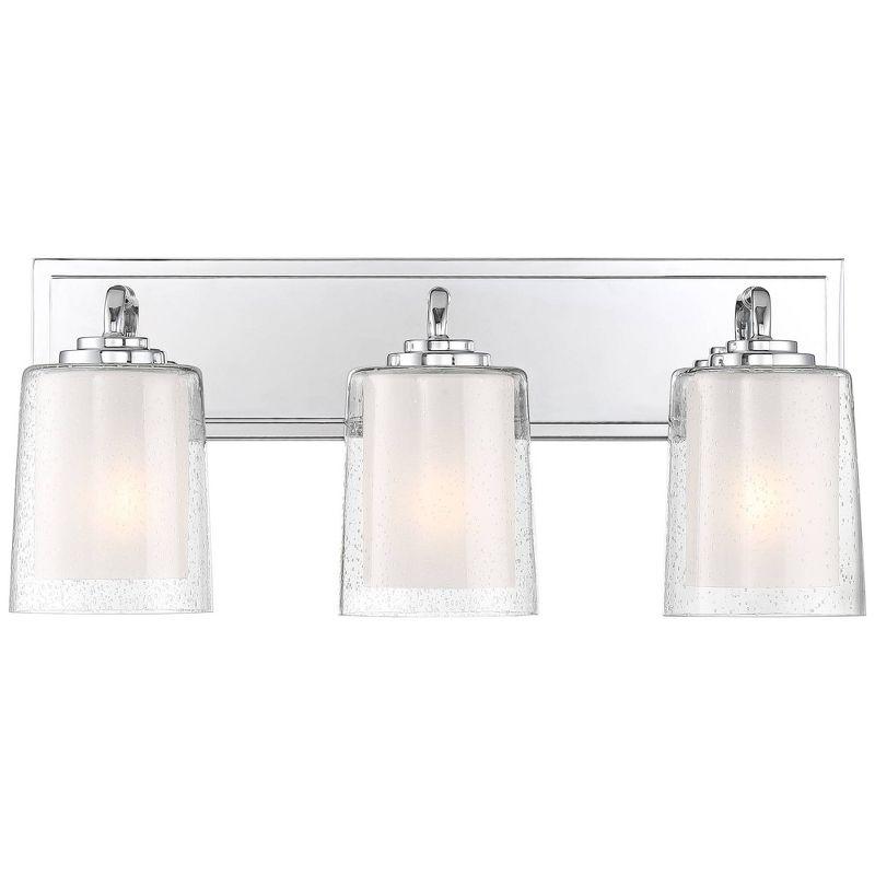 Possini Euro Design Mabelle Modern Wall Light Chrome Hardwire 22 1/2" 3-Light Fixture Clear Frosted Double Glass Shade for Bedroom Bathroom Vanity