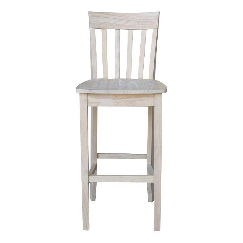 Solid Parawood Slatback Barstool 46" Unfinished Traditional Design