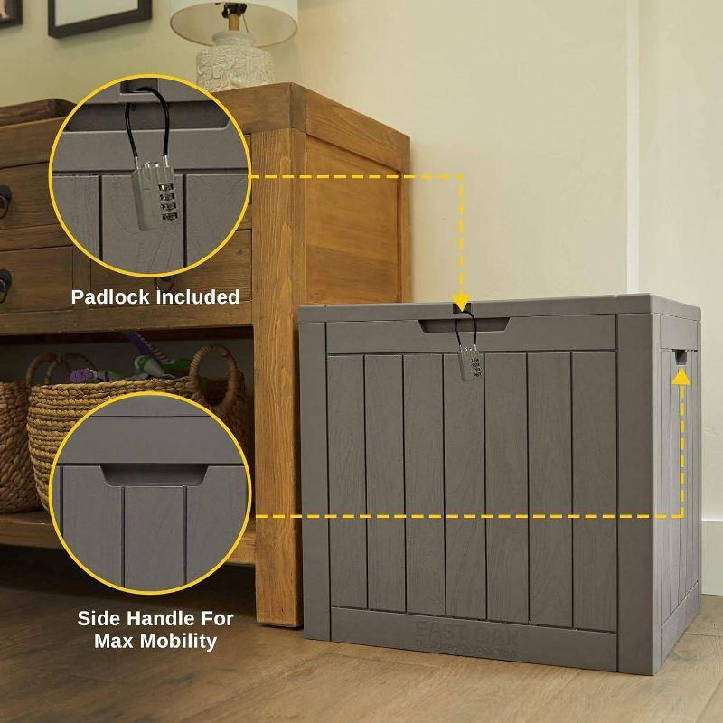 East Oak 31 Gal Selflock Resin Deck Box Deep Gray: Weather-Resistant Storage, Easy Snap Assembly, Lockable