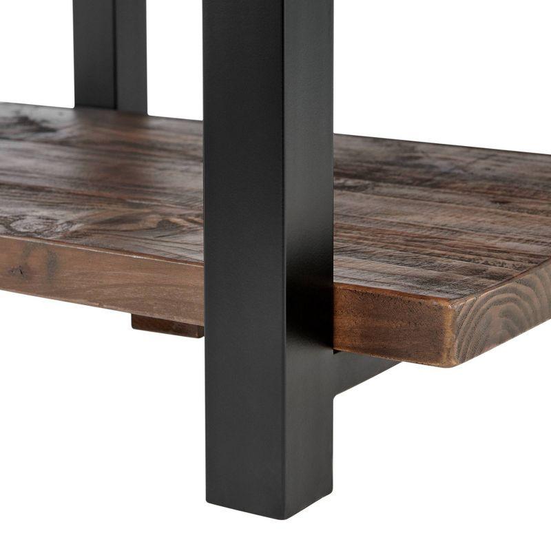Pomona Cube Coffee Table Rustic Natural - Alaterre Furniture: Fixed Shelf, Metal Legs, Square Shape