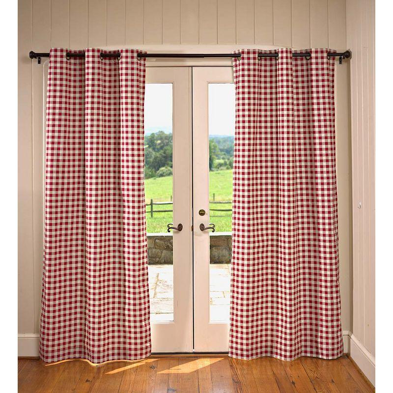 Dark Green Cotton Light-Filtering Grommet Door Curtains