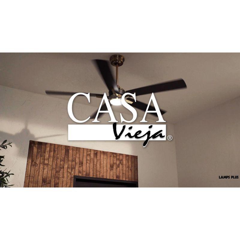 52" Casa Vieja Modern Indoor Outdoor Ceiling Fan with Dimmable LED Light Remote Control Soft Brass Black Damp Rated for Patio Exterior House Porch