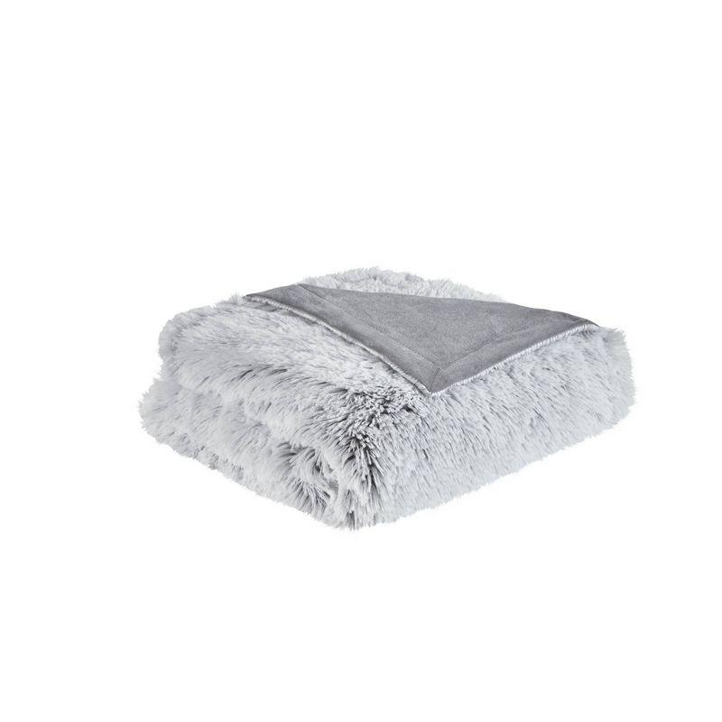 Frosty Touch 50"x60" Reversible Shaggy Faux Fur Throw - Gray