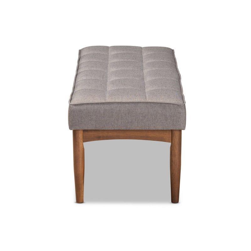 Walnut Brown and Gray Upholstered Dining Bench