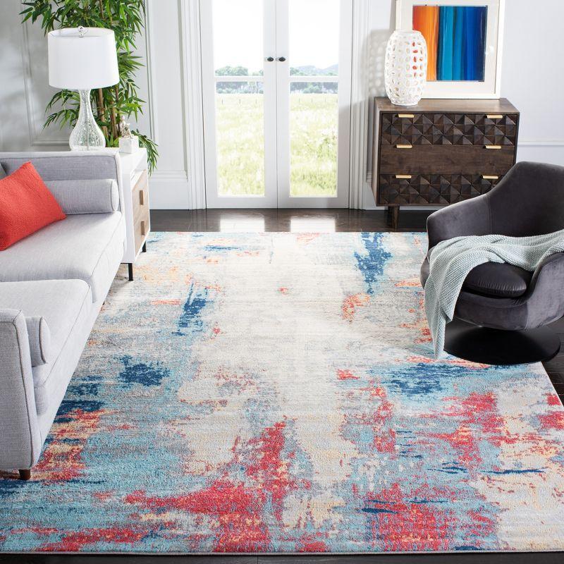 Jasper 8' x 10' Grey and Red Abstract Synthetic Rug