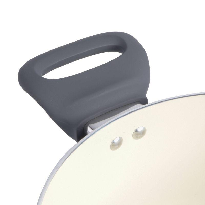 Spice by Tia Mowry Spice By Tia Mowry Savory Saffron Nonstick Ceramic Dutch Oven With Stainless Steel Steamer, 5-Quart, Charcoal, Enamel Exterior, Stay-Cool Handles