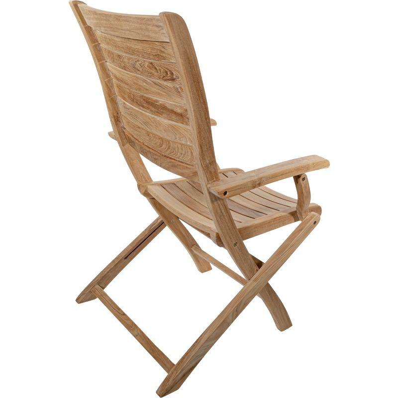 Nordic Teak Natural Outdoor Patio Folding Chair with Arm Rests - Beige