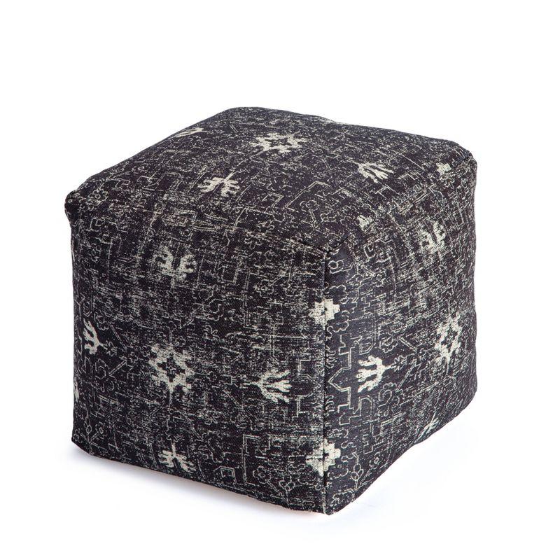 Tamarindo 21'' Handcrafted Black & White Jacquard Pouf