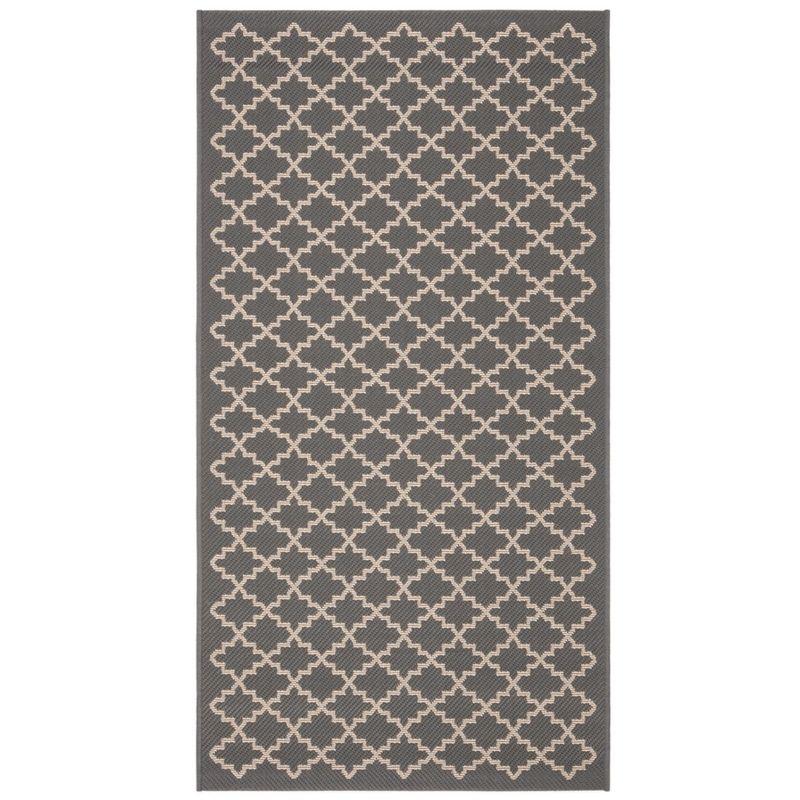 Anthracite & Beige 2'7" x 5' Synthetic Easy-Care Area Rug