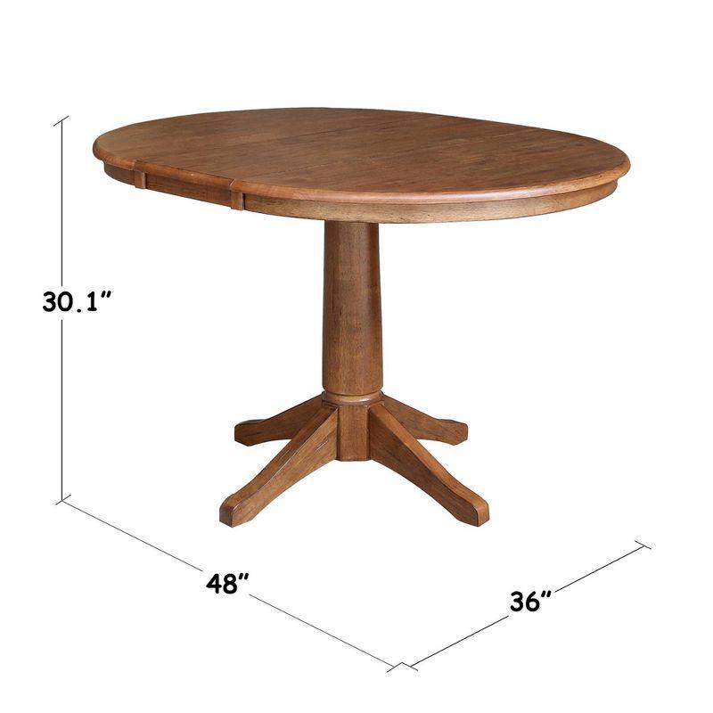 Lillian Round Top Pedestal Table with 12" Drop Leaf Distressed Oak - International Concepts