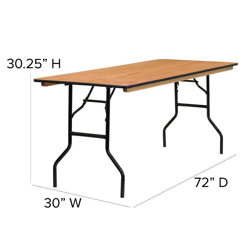 Emma and Oliver 6-Foot Rectangular Wood Folding Banquet Table with Clear Coated Finished Top