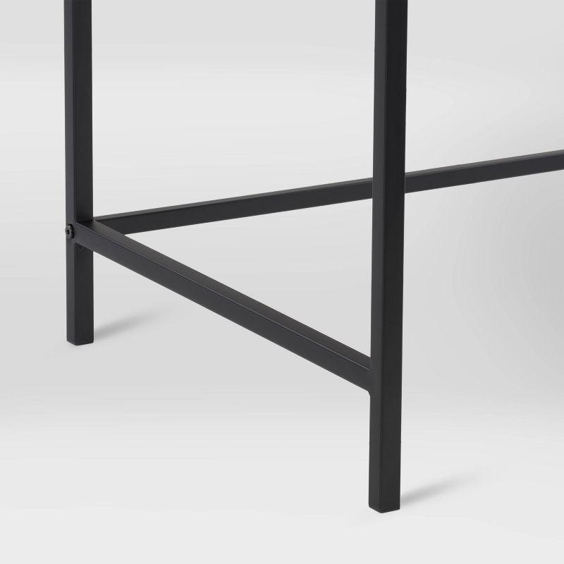 CorLiving Auston Wood Grain Desk Brown: 34" Modern Laminated Office, Open Storage Shelf