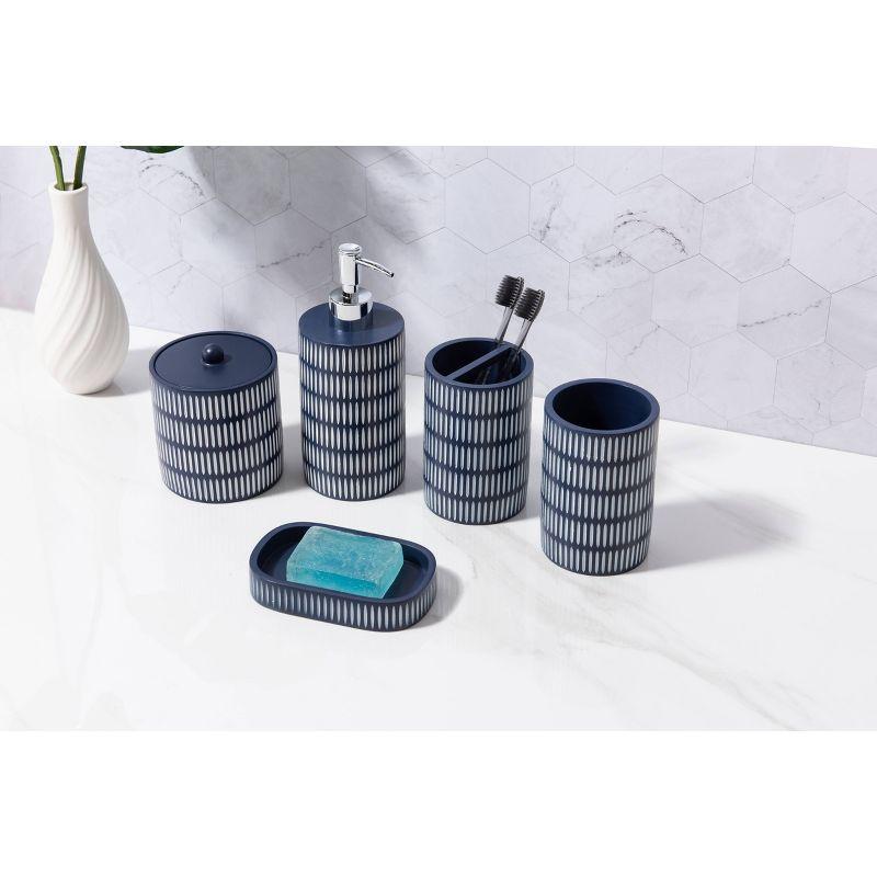 Blue and White Resin 4-Piece Bathroom Accessory Set