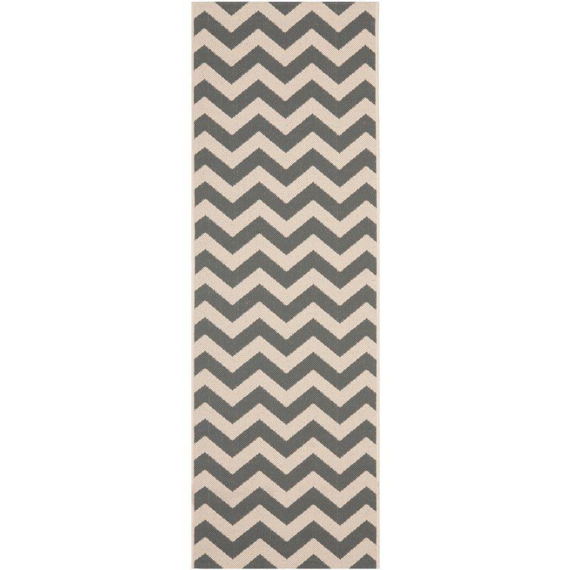 Grey and Beige Chevron Indoor/Outdoor Runner Rug