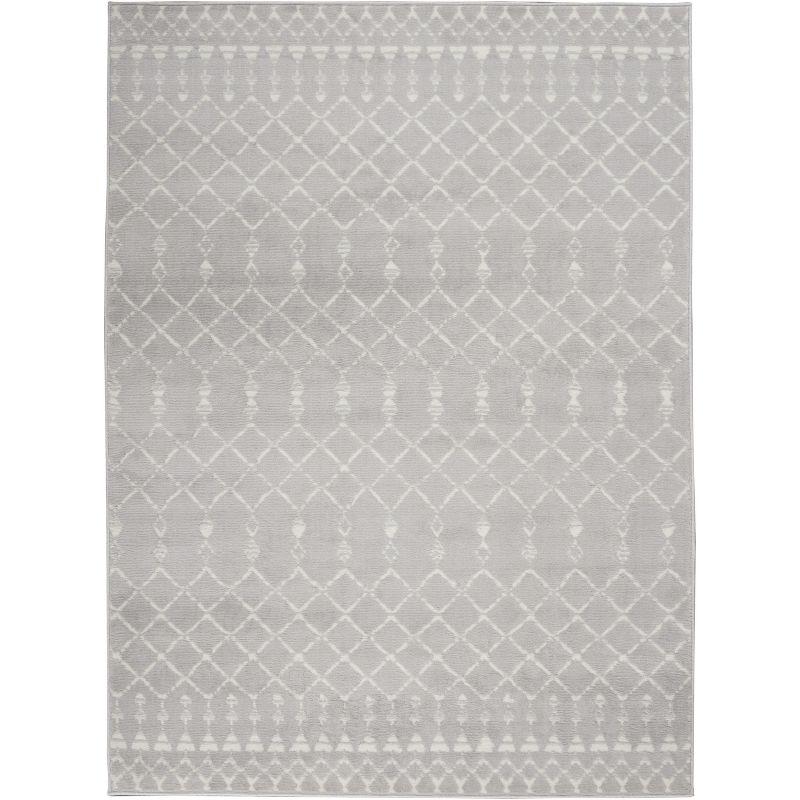 Geometric Gray Synthetic 6' x 9' Easy-Care Area Rug