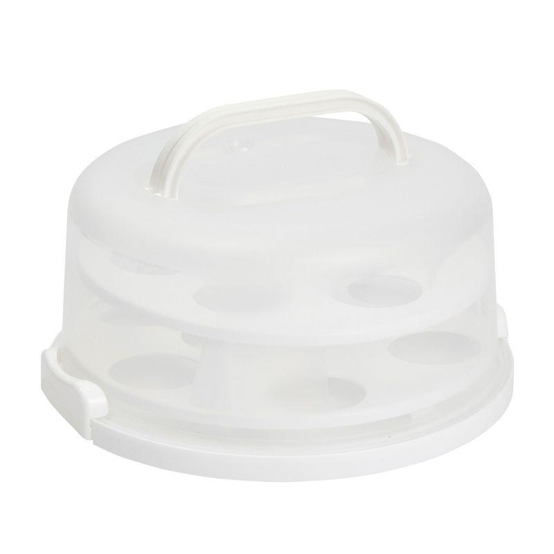 White Semi-Transparent 2-In-1 Round Cake Carrier with Handle