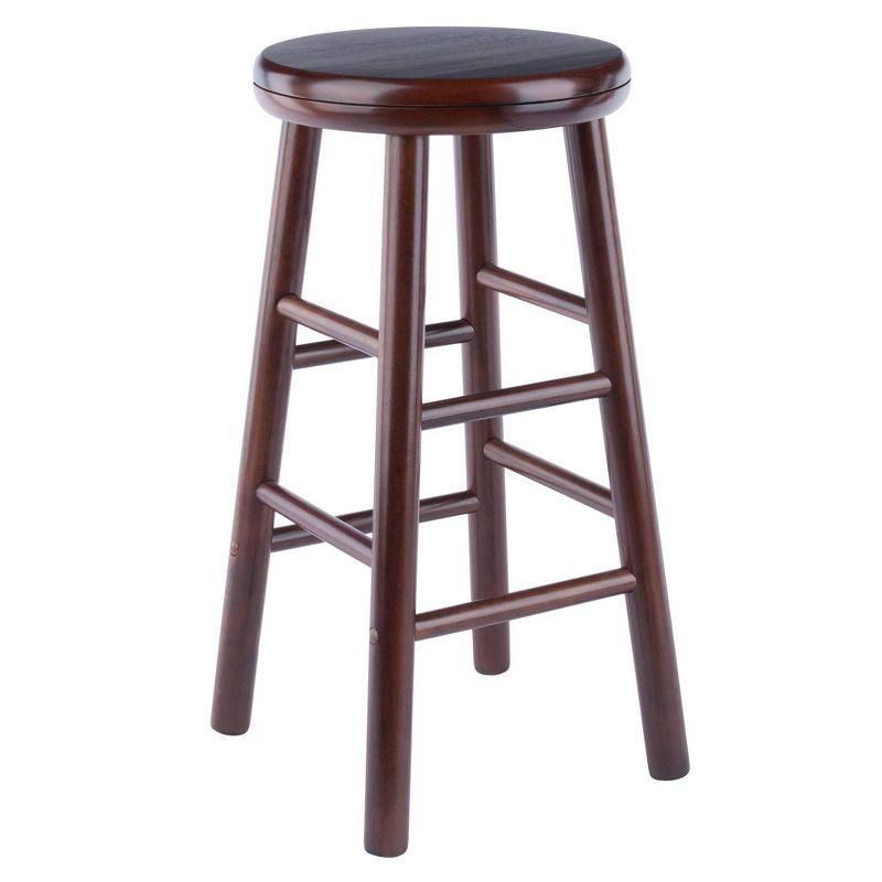 Transitional 25" Walnut Wood Swivel Counter Stools, Set of 2