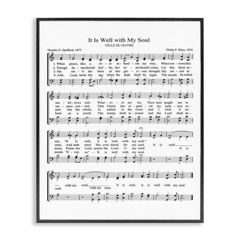 Black Framed Vintage Sheet Music Wall Art, 16" x 20"