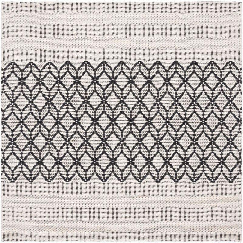 Vermont Elegance Hand-Knotted Wool Square Rug in Black