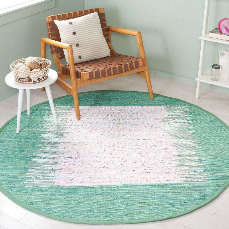 Montauk MTK711 Hand Woven Area Rug - Ivory/Sea Green - 4' round - Safavieh.
