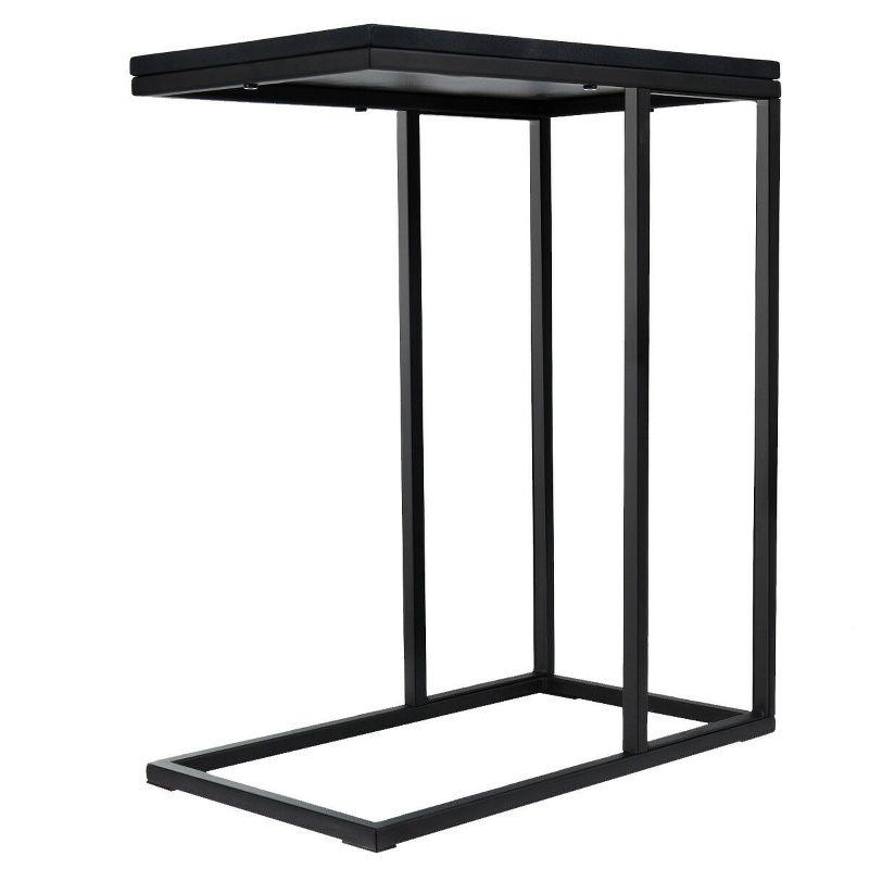 Black Wood and Metal C-Shape Side Table