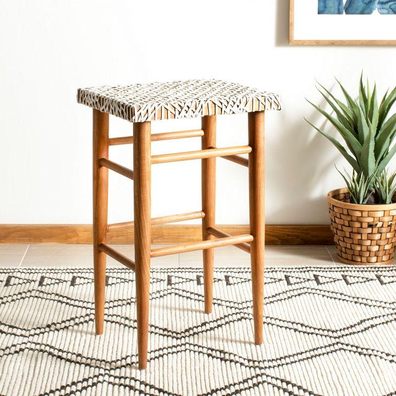 Kaleo Woven Leather Barstool  - Safavieh