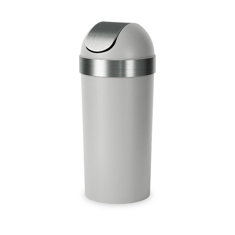 Gray Plastic Swing Top Lid Kitchen Trash Can