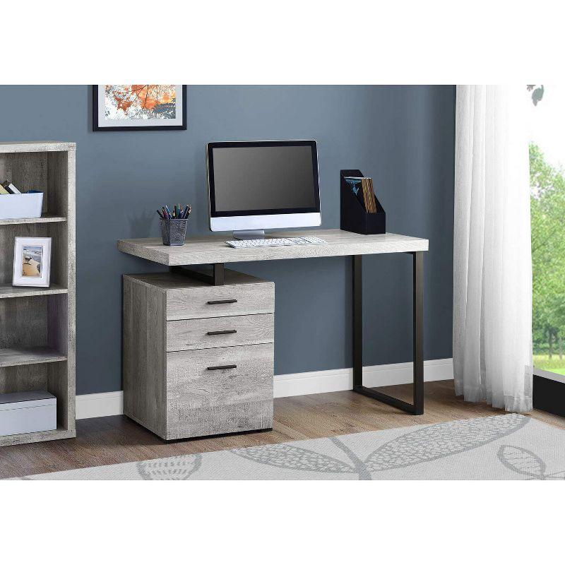 Monarch Specialties Computer Desk Home Office Laptop Left Right Set-Up Storage Drawers 48InchL Work Metal Laminate Grey Black Contemporary Modern