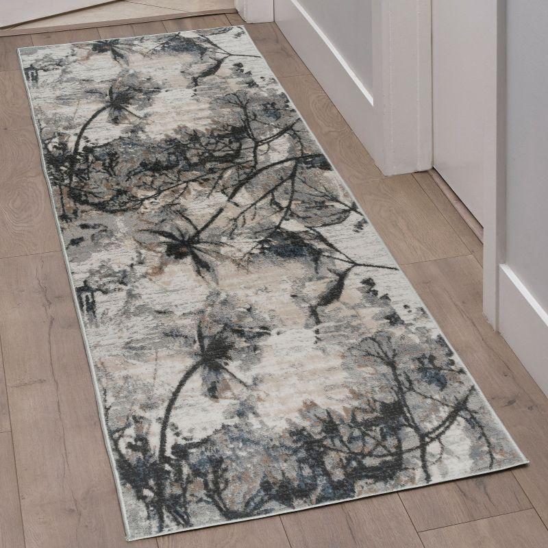 Gertmenian Gertmenian Quattro Scalia Gray/Ivory/Black Modern Abstract High-Low Area Rug