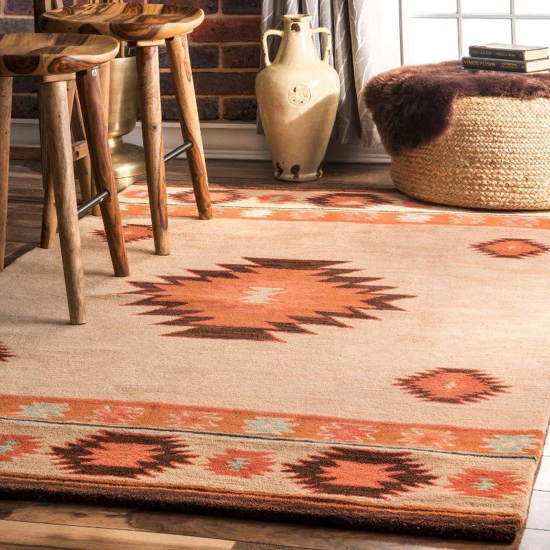 4'x6' Hand Tufted Shyla Area Rug Beige - nuLOOM: Wool, Bohemian Style, Medium Pile, Indoor Use