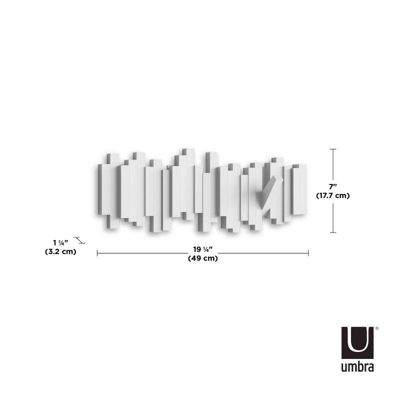 Umbra Sticks Multi Hook White: Wall Hooks, 5 Decorative Hooks, ABS Material, 25 lb Capacity, 19.38" Length, 5-Year Warranty