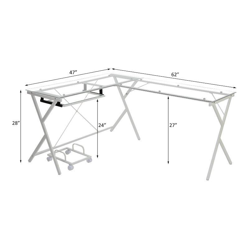 62" Dazenus Desks Clear Glass Top & White Finish - Acme Furniture: Modern Office Furniture with Wooden Base