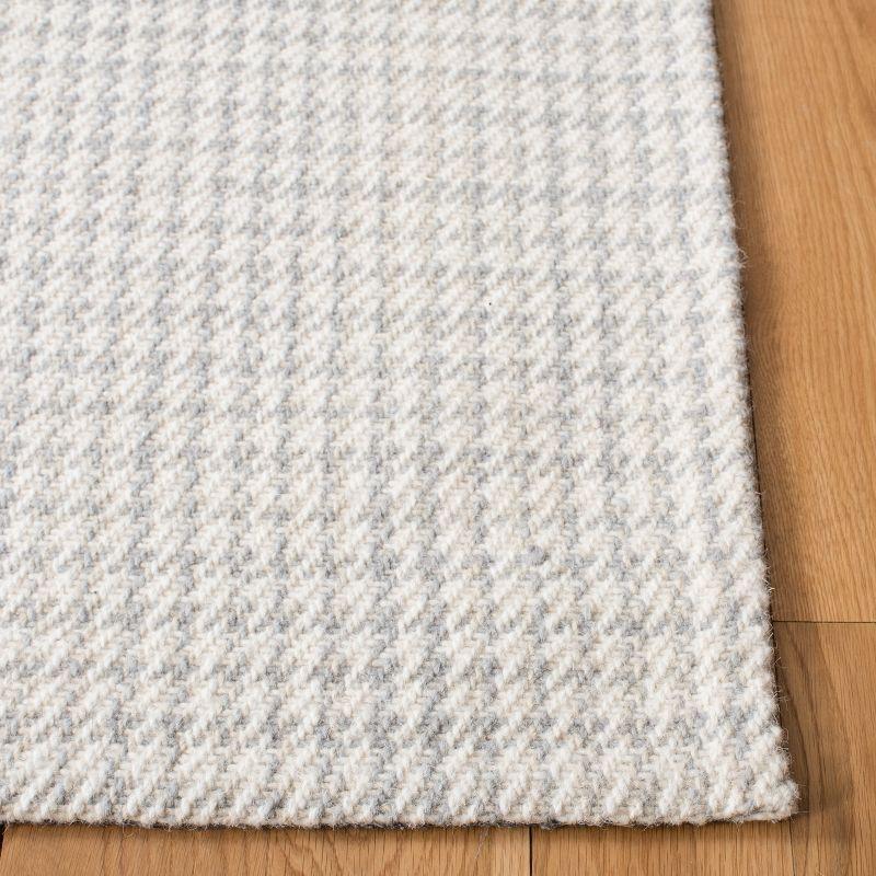 Elegant Gray & Ivory Handwoven Wool Square Rug - 6' x 6'