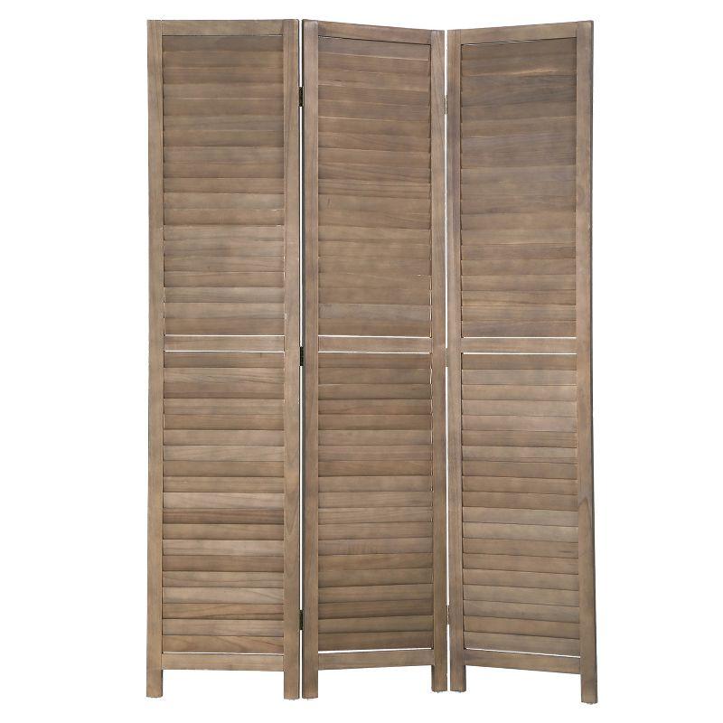 BestMassage 3 Panel Folding Wood Room Divider 5.75 Ft Tall Privacy Wall Divider, Brown
