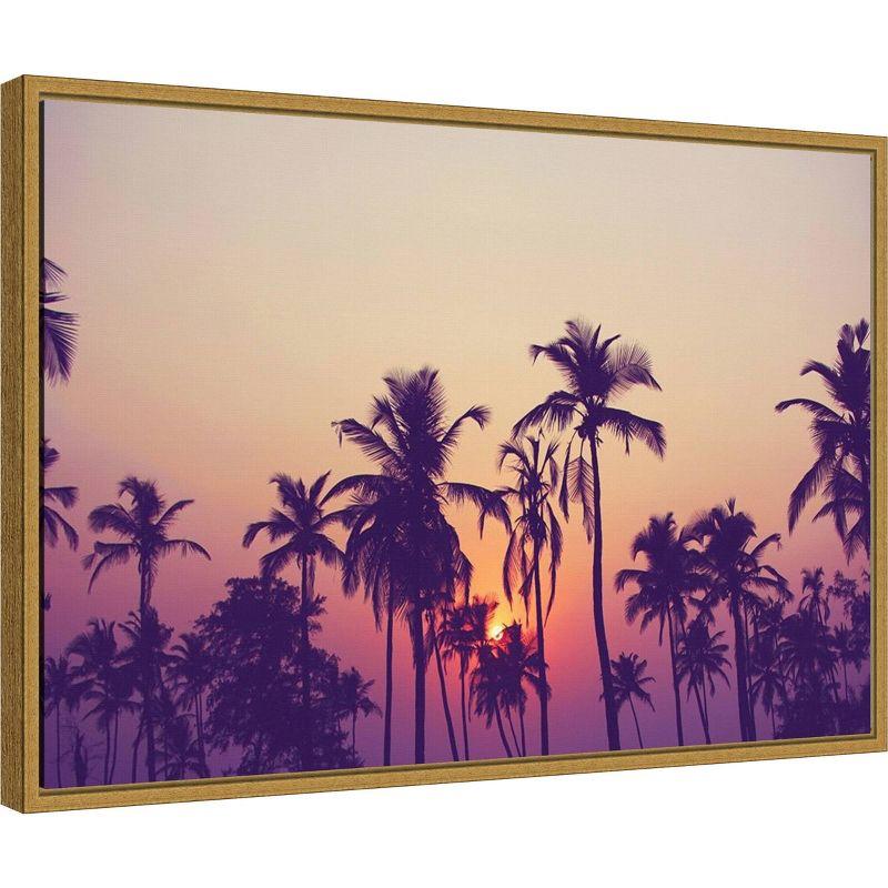 23" x 16" Palm Sky 1 by Design Fabrikken Framed Canvas Wall Art - Amanti Art: Sunrise Grove Silhouette