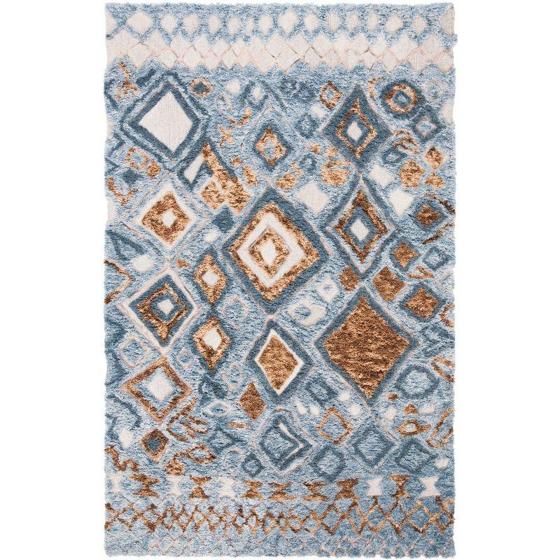 Casablanca Shag CSB618 Hand Tufted Indoor Area Rug - Grey/Gold - 5'x8' - Safavieh