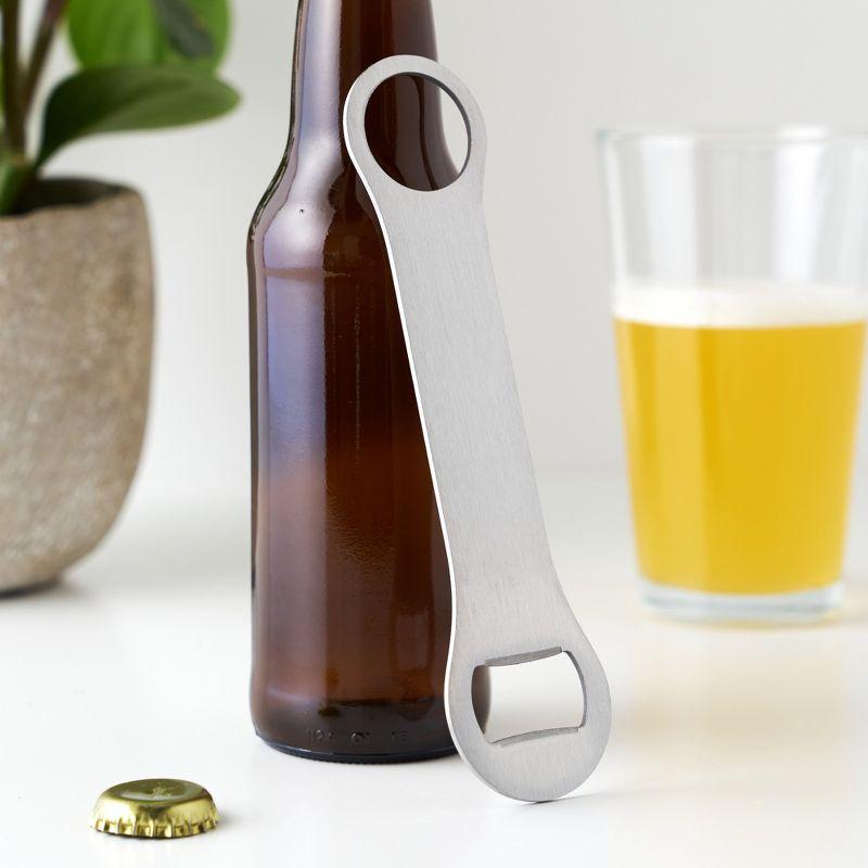 Stainless Steel Long Handle Silver Bottle Opener