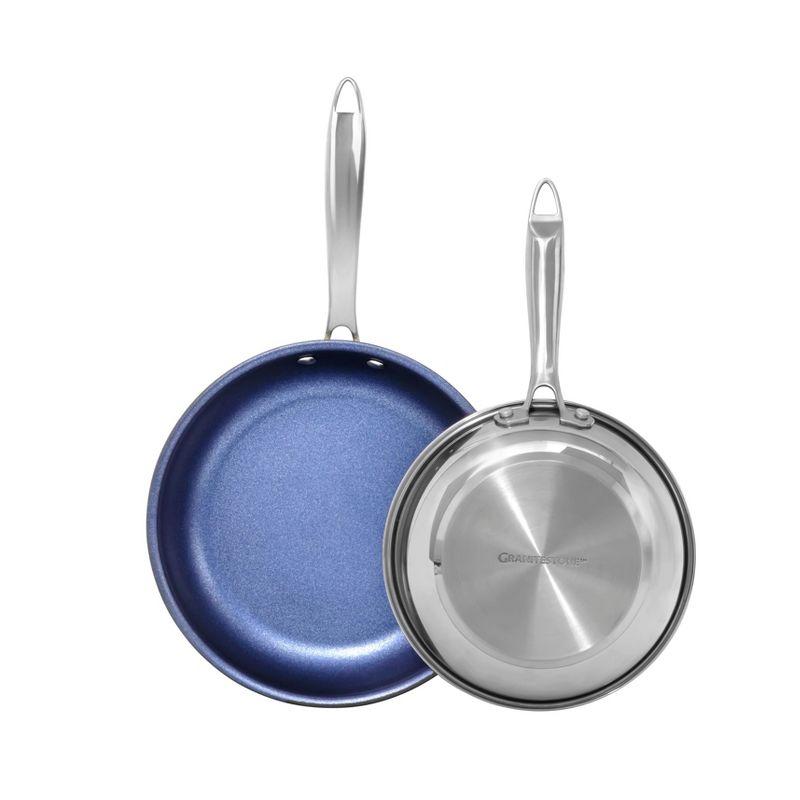 Granitestone Blue Stainless Steel 9.5'' + 11'' Fry Pan Set