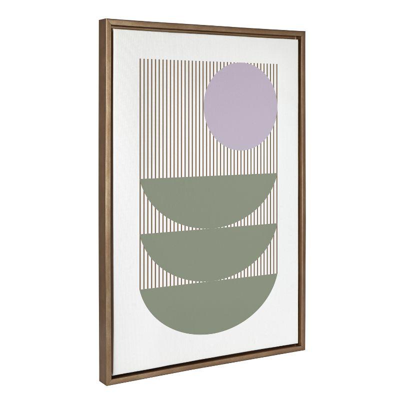 Kate and Laurel Sylvie Minimalist Shapes and Lines in Sage and Lilac Framed Canvas by Apricot and Birch, 23x33, Gold