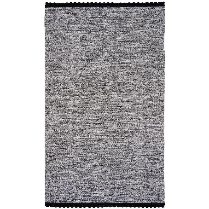 Coastal Charm Hand-Woven Black Cotton Flatweave 5' x 8' Rug