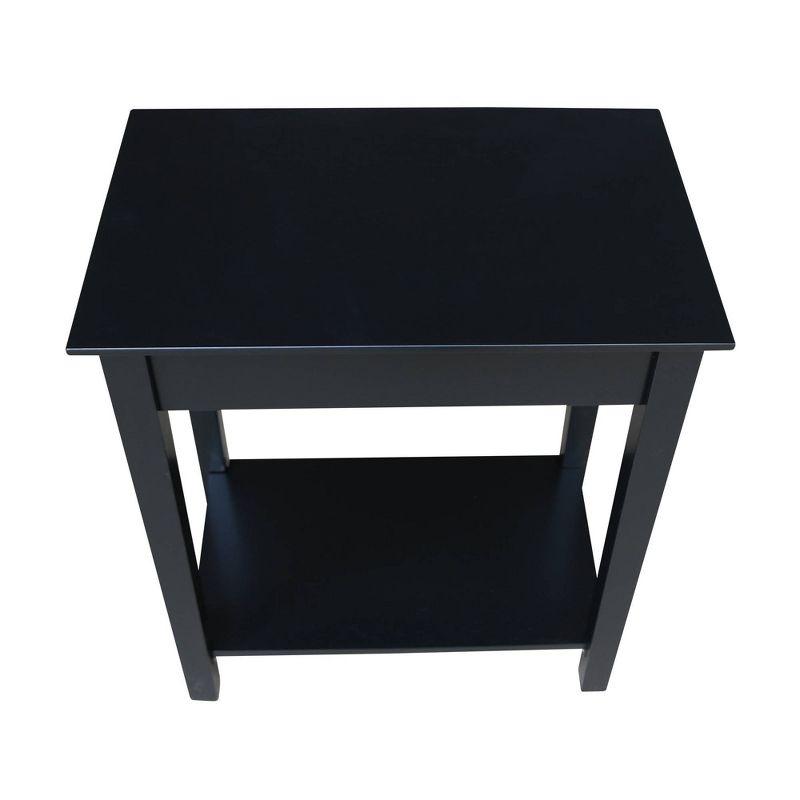 International Concepts Narrow End Table Black: Sleek Design with Drawer & Fixed Shelf for Living Room