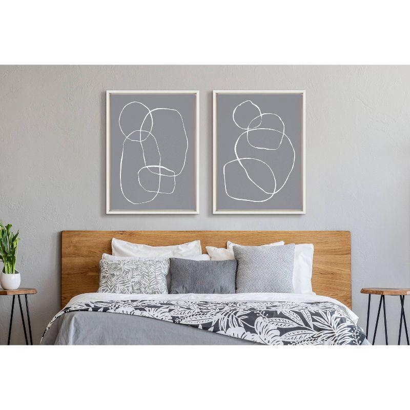 Set of 2 Gray Abstract Line Art Framed Canvas Prints