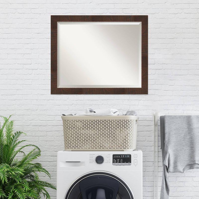 Amanti Art 32" x 26" Wildwood Framed Bathroom Vanity Wall Mirror Brown: Modern Rectangle, Beveled, Wall Mount, Polystyrene Frame