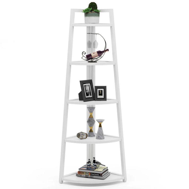 Hommoo 5-Tier Corner Shelf, 70" Tall Corner Ladder Shelf Small Bookshelf