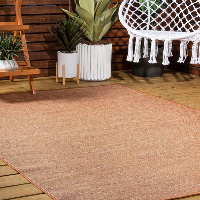 4'x6' Ethan Modern Flatweave Solid  Area Rug, Orange - JONATHAN Y