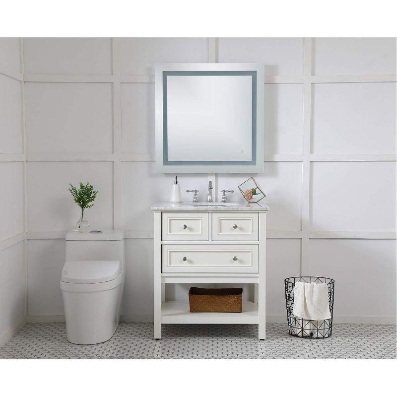 Rectangular Silver LED Bathroom Vanity Mirror