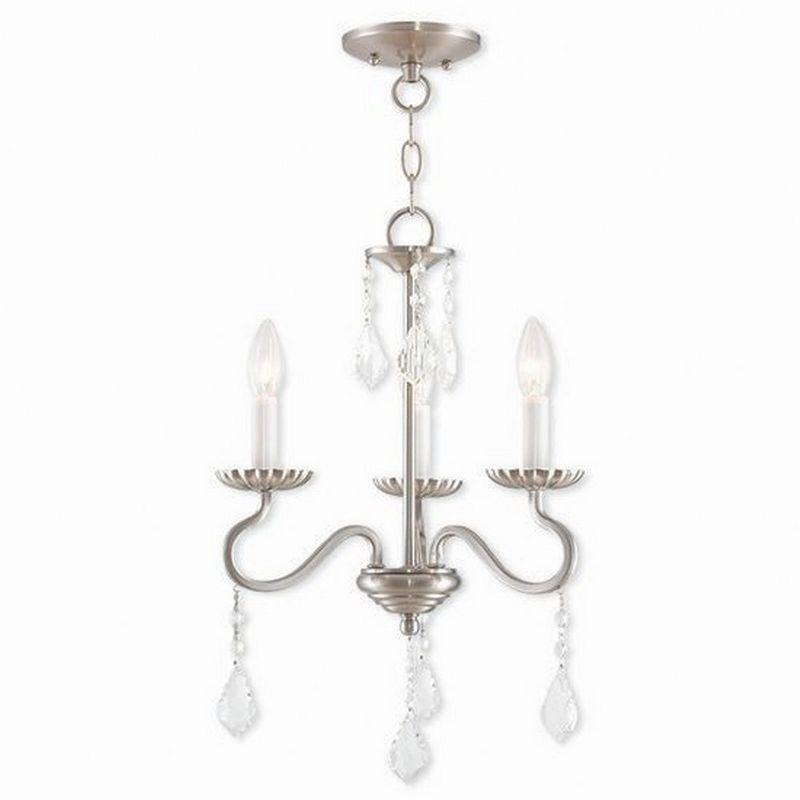 Elegant Brushed Nickel Mini Chandelier with Crystal Accents